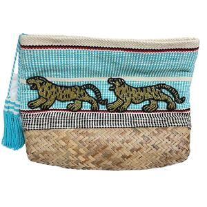 Guadalupe Design Jaguar Big Cat Beaded & Woven Clutch Pouch Bag NWT